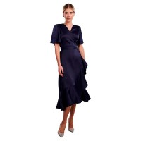 рокля,дамски,поли,и,рокли,yas,thea,wrap,short,sleeve,midi,dress,evening,blue,(blue)