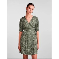 рокля,дамски,поли,и,рокли,pieces,tala,2,4,wrap,short,sleeve,dress,green,(laurel,wreath,aop,small,flower)