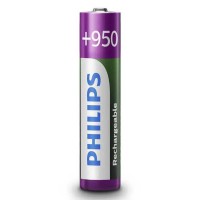 батерии,philips,r03b4a95,10,aaa,rechargeable,battery,4,units,clear,(silver)