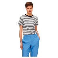 тениска,дамски,тениски,selected,my,essential,short,sleeve,t,shirt,black,stripes,bright,white,(black)