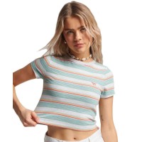 къса,блуза,дамски,топове,superdry,vintage,stripe,crop,short,sleeve,top,green,pink,(summer,red,stripe)