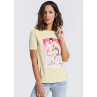 тениска,дамски,тениски,lois,jeans,133051,42227,2271,paper,print,short,sleeve,t,shirt,yellow,(yellow)