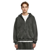 блуза,мъжки,пуловери,urban,classics,heavy,sand,washed,90´s,full,zip,sweatshirt,grey,(black)