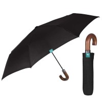 чадър,чадъри,perletti,58,8,automatic,3,sect,black,+,wooden,curved,handle,umbrella,green,(multicolor)