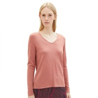 блуза,дамски,пуловери,дамски,плетени,дрехи,tom,tailor,front,logo,coin,v,neck,sweater,orange,(fading,rose,melange)
