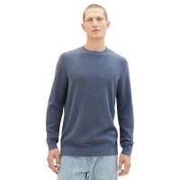 блуза,мъжки,пуловери,tom,tailor,1038612,structured,knit,sweater,blue,(vintage,indigo,blue,melange)