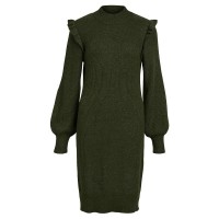 рокля,дамски,поли,и,рокли,object,malena,long,sleeve,midi,dress,duffel,bag,detail,melange,(green)