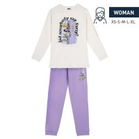 пижама,дамски,пижами,cerdá,warner,100,long,sleeve,pyjama,white,purple