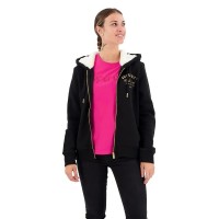 блуза,дамски,блузи,superdry,luxe,metallic,logo,full,zip,sweatshirt,black