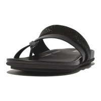 мъжки,джапанки,и,чехли,fitflop,gracie,crystal,leather,strappy,toe,post,slides,black,(black)