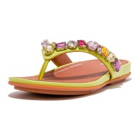 джапанки,дамски,сандали,и,чехли,fitflop,gracie,jewel,deluxe,leather,flip,flops,sunny,lime,(green,yellow)