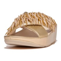 дамски,сандали,и,чехли,fitflop,rumba,beaded,metallic,cross,slides,platino,(golden)