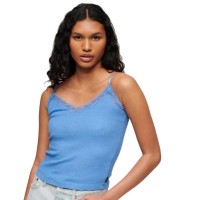 тениска,дамски,тениски,superdry,essential,rib,lace,sleeveless,v,neck,t,shirt,blush,blue,marl,(blue)