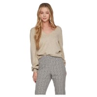 блуза,дамски,пуловери,дамски,плетени,дрехи,vila,ril,rev,sweater,natural,melange,(beige)