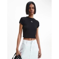 бебешка,тениска,мъжки,тениски,дамски,тениски,calvin,klein,jeans,rib,baby,short,sleeve,t,shirt,black,(ck,black)