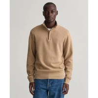 блуза,мъжки,пуловери,gant,sacker,rib,half,zip,sweater,khaki,mel,(brown)