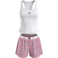 дънки,дамски,пижами,tommy,jeans,uw0uw05155,pyjama,white,(white,tj,pink,plaid)