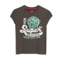 тениска,дамски,тениски,superdry,embellished,poster,cap,slv,short,sleeve,t,shirt,vintage,black,(grey)
