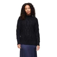 блуза,дамски,пуловери,дамски,плетени,дрехи,superdry,high,neck,cable,sweater,eclipse,navy,(blue)