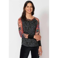 тениска,дамски,тениски,koroshi,2322ml11,long,sleeve,t,shirt,black,(black)