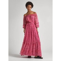 рокля,дамски,поли,и,рокли,pepe,jeans,marlene,long,sleeve,long,dress,pink,(english,rose,pink)