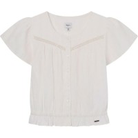 детски,ризи,детски,облекла,за,момичета,детски,блузи,pepe,jeans,querima,short,sleeve,blouse,mousse,white,(beige)