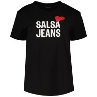 тениска,дамски,тениски,salsa,jeans,heart,branding,short,sleeve,t,shirt,black