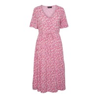 рокля,дамски,поли,и,рокли,pieces,tala,string,tie,short,sleeve,midi,dress,hot,pink,aop,multi,flower,(pink)