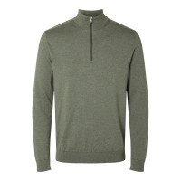 блуза,мъжки,пуловери,дамски,пуловери,selected,berg,half,zip,sweater,green,(kalamata,detail,melange)