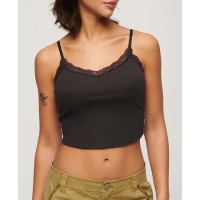 потник,дамски,топове,superdry,essential,lace,trim,sleeveless,top,bison,black,(brown)