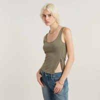 тениска,дамски,тениски,g,star,asymmetrical,zip,sleeveless,t,shirt,shamrock,(brown)
