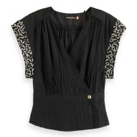 дамски,блузи,дамски,ризи,scotch,&,soda,wrap,short,sleeve,blouse,evening,black
