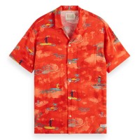 риза,с,къс,ръкав,дамски,ризи,мъжки,ризи,scotch,&,soda,177054,short,sleeve,shirt,orange,(red,surfer,aop)