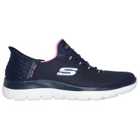 маратонки,дамски,маратонки,skechers,summits,trainers,navy,mesh,pink,trim