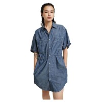 рокля,дамски,поли,и,рокли,g,star,drawcord,short,sleeve,dress,blue,(rinsed)