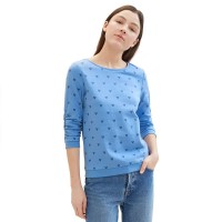 блуза,дамски,блузи,tom,tailor,printed,basic,sweatshirt,blue,(sicilian,blue)