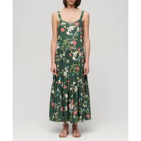 рокля,дамски,поли,и,рокли,superdry,woven,tiered,long,dress,multicolor,(blossom,birds,green)