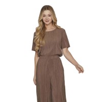 тениска,дамски,тениски,vila,plisa,short,sleeve,t,shirt,fossil,(brown)