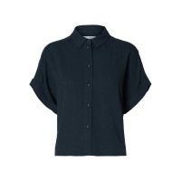 риза,с,къс,ръкав,дамски,блузи,дамски,ризи,selected,viva,short,sleeve,shirt,dark,sapphire,(blue)