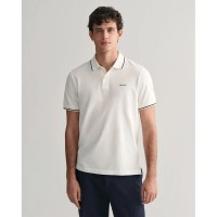 мъжки,блузи,с,яка,gant,tipped,piqué,short,sleeve,polo,white