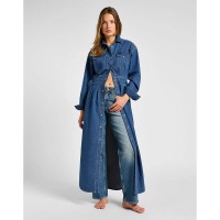 рокля,дамски,поли,и,рокли,lee,belted,western,long,sleeve,long,dress,blue,(blue,fusion)