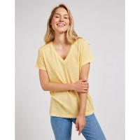тениска,дамски,тениски,lee,112350205,short,sleeve,v,neck,t,shirt,vermeil,(yellow)