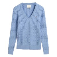 блуза,мъжки,пуловери,дамски,пуловери,gant,stretch,cable,v,neck,sweater,blue,(clear,sky)