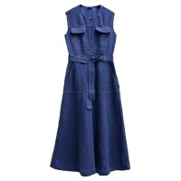 дънки,дамски,поли,и,рокли,salsa,jeans,21008782,sleeveless,long,dress,dark,blue,(blue)