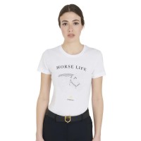 тениска,дамски,тениски,equestro,diamonds,horse,life,short,sleeve,t,shirt,white
