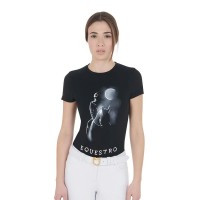 тениска,дамски,тениски,equestro,moon,riding,cotton,short,sleeve,t,shirt,black