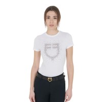 тениска,дамски,тениски,equestro,pink,diamond,logo,cotton,short,sleeve,t,shirt,white