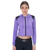 блуза,дамски,блузи,equestro,scuba,cropped,full,zip,sweatshirt,antique,white,(purple)