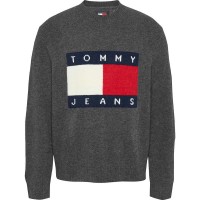 блуза,мъжки,пуловери,tommy,jeans,reg,melange,flag,sweater,new,charcoal,melange,(grey)