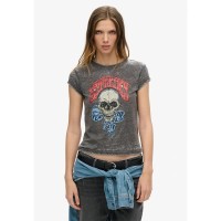 тениска,дамски,тениски,superdry,biker,rock,short,sleeve,t,shirt,bison,black,(grey)